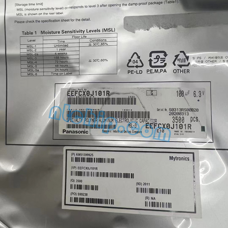 Stock EEFCX0J101R outer packaging Stock EEFCX0J101R outer packaging